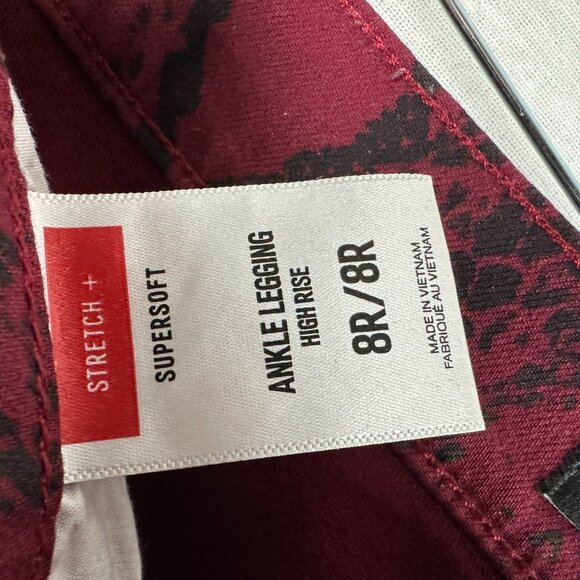 EXPRESS WOMEN'S SNAKE PRINT ANKLE HIGH-RISE PANTS, RED /BLACK SUPER SOFT SIZE 8R - Picture 3 of 11